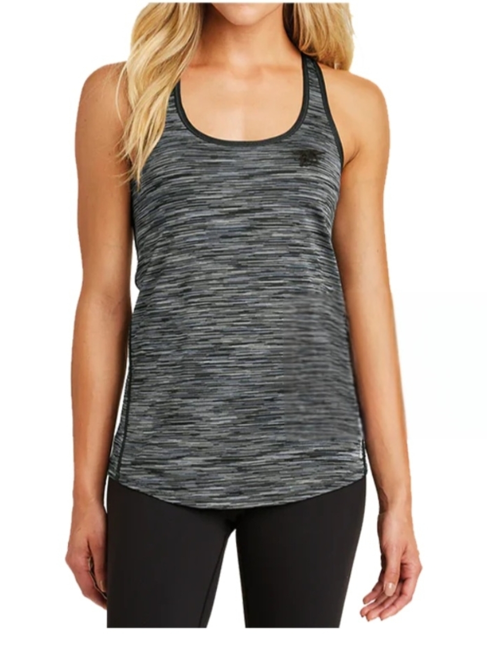 climawear Women's Gray Space-Dye Racerback Tank with Black Trim ~ Size Medium